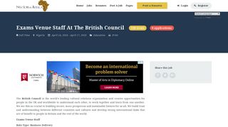 Exams Venue Staff At The British Council, January 2019 – NGO Jobs