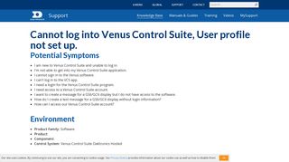 Knowledge Base Cannot log into Venus Control Suite, User profile not ...