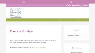 Venus in the Signs - Cafe Astrology .com