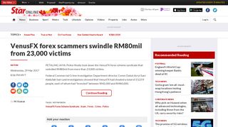 VenusFX forex scammers swindle RM80mil from 23,000 victims ...