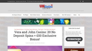 Vera and John Casino: 20 No Deposit Spins + £50 Exclusive Bonus!