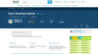 Cary Christian School - Cary, North carolina - NC | GreatSchools