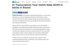 AI Transcription Tool Verbit Nabs $23M in Series A Round | EdSurge ...