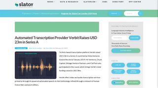 Automated Transcription Provider Verbit Raises USD 23m in Series A ...