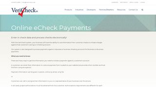 Online eCheck Payments | Vericheck Inc