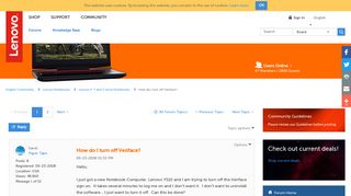 How do I turn off Veriface? - Lenovo Community - Lenovo Forums