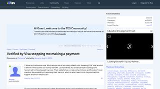 Verified by Visa stopping me making a payment | TES Community