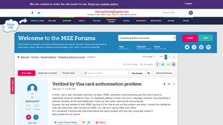 Verified by Visa card authorisation problem - MoneySavingExpert ...