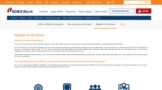 Online Convenience - Register for 3D secure | ICICI Bank