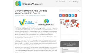VolunteerMatch And Verified Volunteers Join Forces | Engaging ...