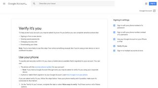 Verify it's you - Android - Google Account Help - Google Support