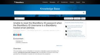 Unable to reset the BlackBerry ID password when the BlackBerry ID ...