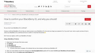 How to confirm your BlackBerry ID, and why you should! | Inside ...