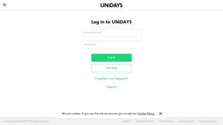 Log in to UNiDAYS