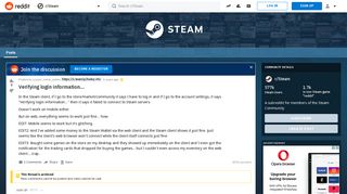 Verifying login information... : Steam - Reddit