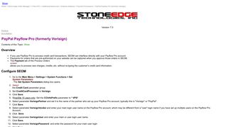 PayPal Payflow Pro (formerly Verisign) - Stone Edge Technologies