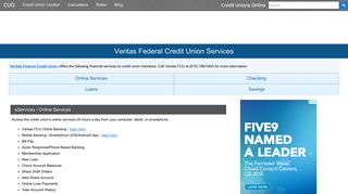Veritas Federal Credit Union Services: Savings, Checking, Loans