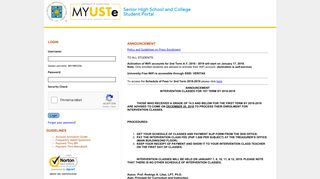 myUSTe Student Portal - University of Santo Tomas
