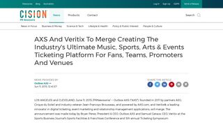 AXS And Veritix To Merge Creating The Industry's Ultimate Music ...