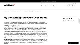 My Verizon app - Account User Status | Verizon Wireless