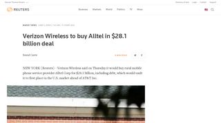 Verizon Wireless to buy Alltel in $28.1 billion deal | Reuters