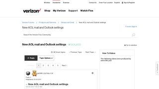 Solved: New AOL mail and Outlook settings - Verizon Fios Community