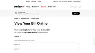 View Bill Online | Verizon Billing & Account