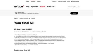 Your Final Bill | Verizon Billing & Account
