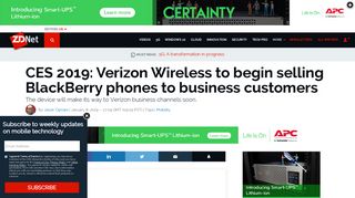 CES 2019: Verizon Wireless to begin selling BlackBerry phones to ...
