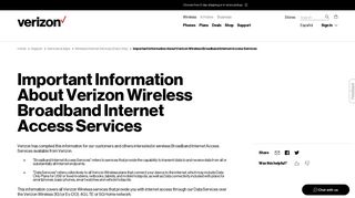 Important Information About Verizon Wireless Broadband Internet ...
