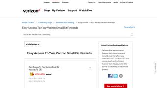 Easy Access To Your Verizon Small Biz Rewards - Verizon Fios Community