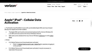 Apple iPad - Cellular Data Activation | Verizon Wireless