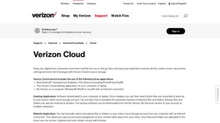 Verizon Cloud | Internet Support