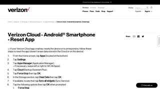 Verizon Cloud - Android Smartphone - Reset App | Verizon Wireless