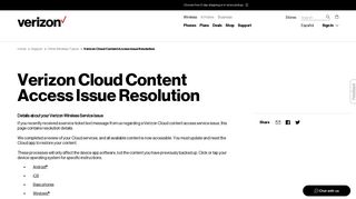 Verizon Cloud Content Access Issue Resolution | Verizon Wireless