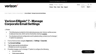 Verizon Ellipsis 7 - Manage Corporate Email Settings | Verizon Wireless