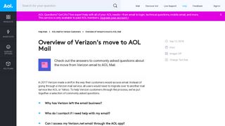 Overview of Verizon's move to AOL Mail - AOL Help