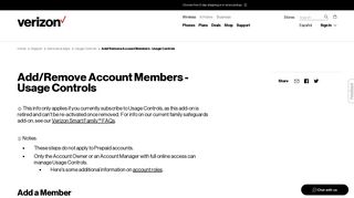 Add/Remove Account Members - Usage Controls | Verizon Wireless