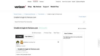 Solved: Unable to login to Verizon.com - Verizon Fios Community