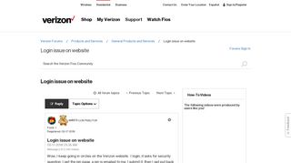 Login issue on website - Verizon Fios Community - Verizon Forums
