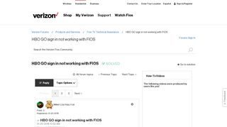 Solved: HBO GO sign in not working with FIOS - Verizon Fios ...