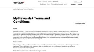 My Rewards+ Terms and Conditions | About Verizon