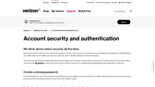 Account security and authentication | Verizon Billing & Account