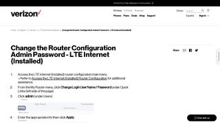 Change the Router Configuration Admin Password ... - Verizon Wireless