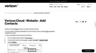 Verizon Cloud - Website - Add Contacts | Verizon Wireless