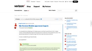 My Verzion Mobile app never logs in | Verizon Community