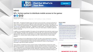 NFL, Verizon partner to distribute mobile access to live games - NFL.com