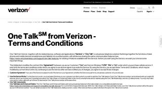 One Talk from Verizon Terms and Conditions | Verizon Wireless