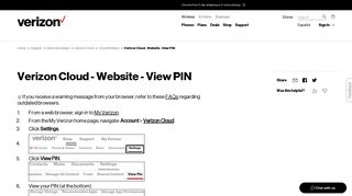 Verizon Cloud - Website - View PIN | Verizon Wireless