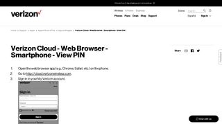 Verizon Cloud - Web Browser - Smartphone - View PIN | Verizon ...